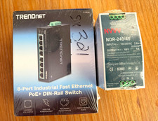 TRENDnet TI-PE80 8-Port Industrial PoE+ DIN Rail Switch + NDR-240-48 PSU picture