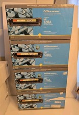 Lot of 4 Office Depot HP 128A Laser Toner Cartridge Yellow New Sealed Open Box picture