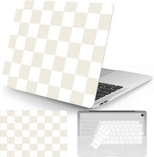 Cute Beige White Checkered Plastic Hard Shell Case for MacBook Air 13 Inch picture