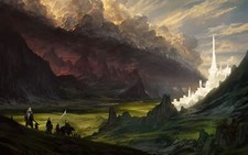 Landscape fantasy art the lord of rings mordor minas Custom Gaming Mat Desk picture