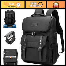 Vintage Travel Laptop Backpack with USB Charging Port - Fits 15.6