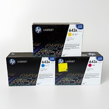 Genuine OEM HP 643A Q5951A Q5952A Q5953A CMY Lot of 3 New Toners,  picture