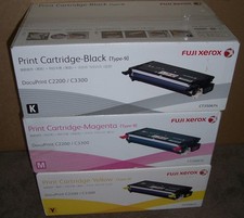 3 x Fuji Xerox genuine [Type-9] CT350674/6/7 toners Blk,Magta,Yellow C2200/C3300 picture