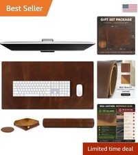 Luxury 32x16 Leather Desk Blotter Set with Coaster - Perfect for Home Office picture