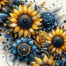 Lots Of Sun Flowers Floral Art Mouse Pad Mousepad Art Painting Print Gardens picture