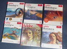 Lot x6: Adobe New Sealed Photoshop Illustrator Acrobat Ver 5 6 7 8 10 Mac picture