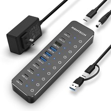 10 Ports Powered USB 3.2/USB C Hub Splitter 60W with 3 x 10Gbps USB 3.2 Ports... picture