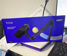 FIFINE AmpliGame AM8T USB/XLR Cardioid Dynamic Mic RGB Mute Boom Arm Black picture
