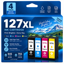 127XL 127 xl Ink 4Pack Cartridges For T127 WorkForce 633 645 WF-3530 3540 7010 picture
