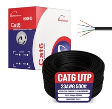 CAT6 1000FT Black UTP Ethernet Cable 23AWG Network LAN Solid Bulk Wire Pull Box picture