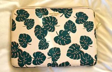 Kate Spade New York Laptop Sleeve Case Monstera Leaf Pink Green Gold Zip 15 In picture