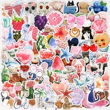 100 Pcs Cute Aesthetic Stickers Watercolor Coquette Sticker Pack Pink  picture