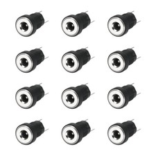 12pcs DC3513 Power Jack 30V 0.5A 10x10x18mm 2 Pin with Nut Washer Black picture