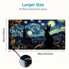 1pc Large-sized Esports Gaming Mouse Pad Featuring a Black Cat Looking Out at picture