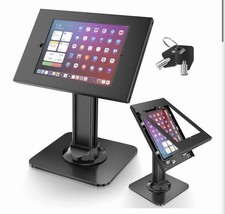 AboveTEK Anti-Theft iPad Kiosk POS Stand Black 360 Swivel Tilt Holder. Black picture