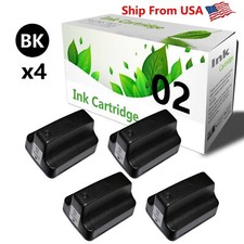 4-Pack High-Yield Black Ink Cart For HP 02 For Photosmart 3110 C6180 Printer picture