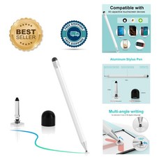 Lightweight Dual-Tip Stylus Pen for All Capacitive Devices - 1 Count in White picture
