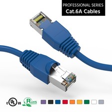 20 Pack of 6Ft CAT6A Shielded (SSTP) Ethernet Network Booted Cable Blue picture