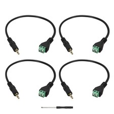 Pack of 4 3.5mm Mono Audio Male Jack to AV 2 Pin Screw Terminal picture
