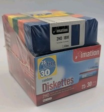 Imation 2HD IBM Formatted 25 + 5 Free (Total 30) Colored Diskettes 1.44 MB NIB picture