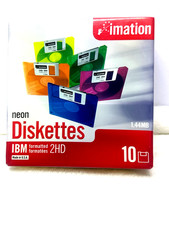 Imation Neon Diskettes IBM Formatted 2HD 1.44 MB. 10 Discs. NEW SEALED  picture