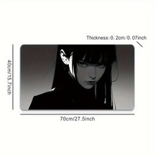 Extra Large Gaming Mouse Pad with Sleek Black Anime Girl Design, Non-Slip Rubb picture