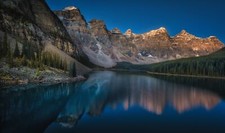 Landscape mountains moraine lake canada sunset forest Custom Gaming Mat Desk picture