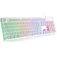 104-Key USB Wired Gaming Keyboard - Elegant Metal Panel with Rainbow Lighting picture