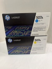 Genuine HP 507A 2 Set Cyan Yellow LaserJet Toner Cartridge OEM CE401A CE402A New picture