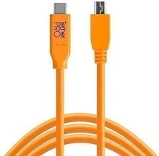 Tether Tools TetherPro USB-C to 2.0 Mini-B 5-Pin Cable | Orange | 15 feet (4.6m) picture