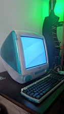 Vintage Working 1998 Apple iMac G3  Teal Bondi Blue Mac OS W/ Keyboard & Mouse picture