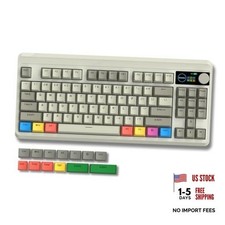 Womier Retro 75% Gaming Keyboard with OLED Display&Knob, M87 Pro Bluetooth Grey picture
