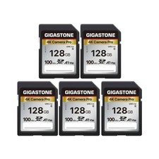 【5-Years Data Recovery】 GIGASTONE 128GB SD Card 5-Pack, 4K Camera picture