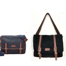 Fossil Canyon Black Brown Foldover Flap Messenger Computer Shoulder Bag picture