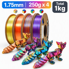 1kg PLA Filament 1.75mm Tri-Color Rainbow 3D Printer Filament 4x250g Spools picture