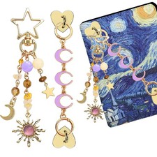 4Pcs Sun Moon Charm Set for Kindle E-Reader, Y2K Keychain Gift picture