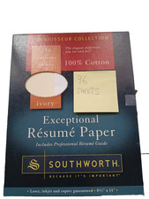 Southworth Company   Resume Paper Ivory  100% cotton  96 sheets picture