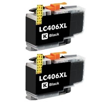 2 Pk LC406XL Ink Cartridges for Brother Printer BLACK picture