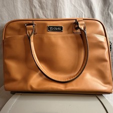 Edoday Tan Leather Laptop Bag Handles Multiple Pockets Laptop Compartment 17x11 picture