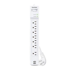 CyberPower P704URC1 7-Outlet Surge Protector with 2x USB-A Port, White picture