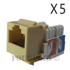 5x Pack Lot CAT6 Network RJ45 Port 110 Punch Down Keystone Snap-In Jack Ivory picture