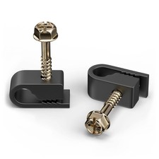 Single Cable Clips with Screws 1/4 Inch Coaxial Clamps Outdoor 100 PCS Black picture