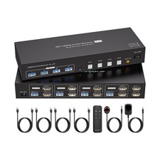 HDMI KVM Switch 4 Computers 2 Monitors 4K 60Hz 2K 120Hz 4 Port Dual Monitor K... picture