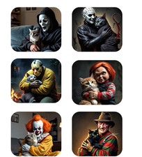 HORROR MOVIE CHARACTERS CUDDLING CATS MOUSE PAD MOUSEPAD 9