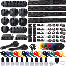 300PCS Cable Management Kit,4 Cable Sleeve 35 Cable Clips picture
