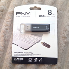 PNY Classic Attache 8GB USB 2.0 Flash Drive Black New Sealed picture