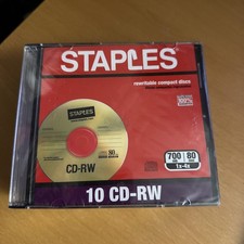 Staples  CD-RW  10/Pack  700mb 80 Min 1x-4x. New,Sealed. picture