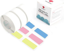 D30 Label Tape Black on Pink Blue Yellow Self-Adhesive 3-Roll Sticker Set picture