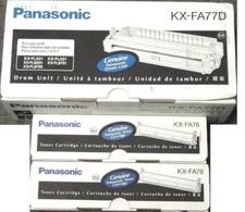 3 New Genuine Panasonic KX-FA77D Drum Unit and KX-FA76 Black Toner Cartridges picture