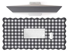 Scalloped‌ Black Desk Mat Checkered Gingham Cute XXL Large Gaming Mouse Pad K... picture